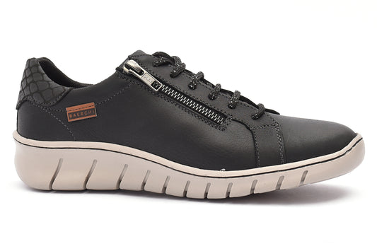Deportivo Piel Negro Ceniza 60600