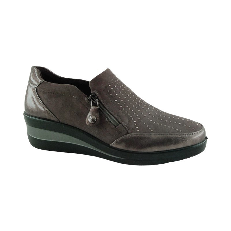 ZAPATO CONFORT TAUPE CON CREMALLERA 25337