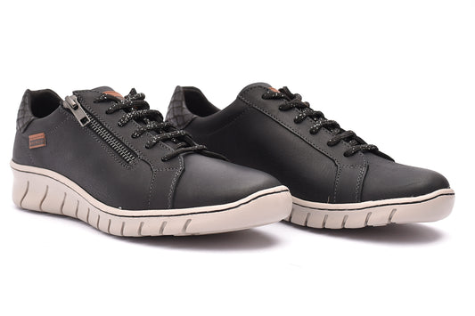 Deportivo Piel Negro Ceniza 60600