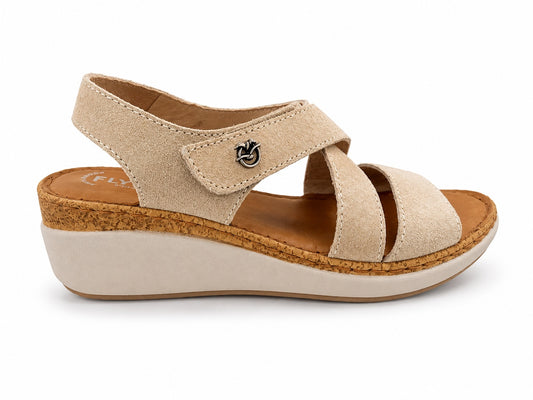 SANDALIA PIEL BEIGE 36K09