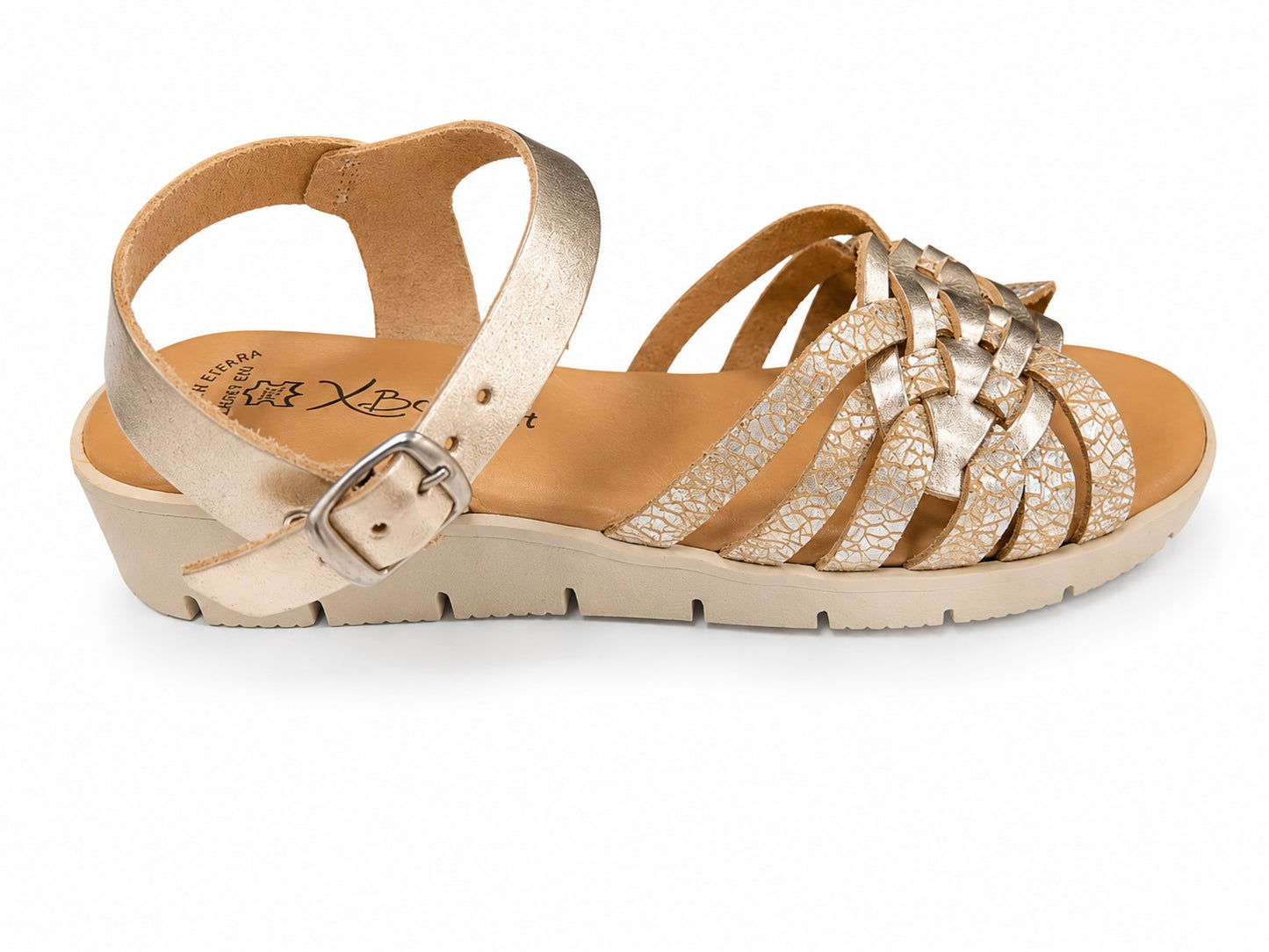SANDALIA PIEL BEIG METALIZADO T1015