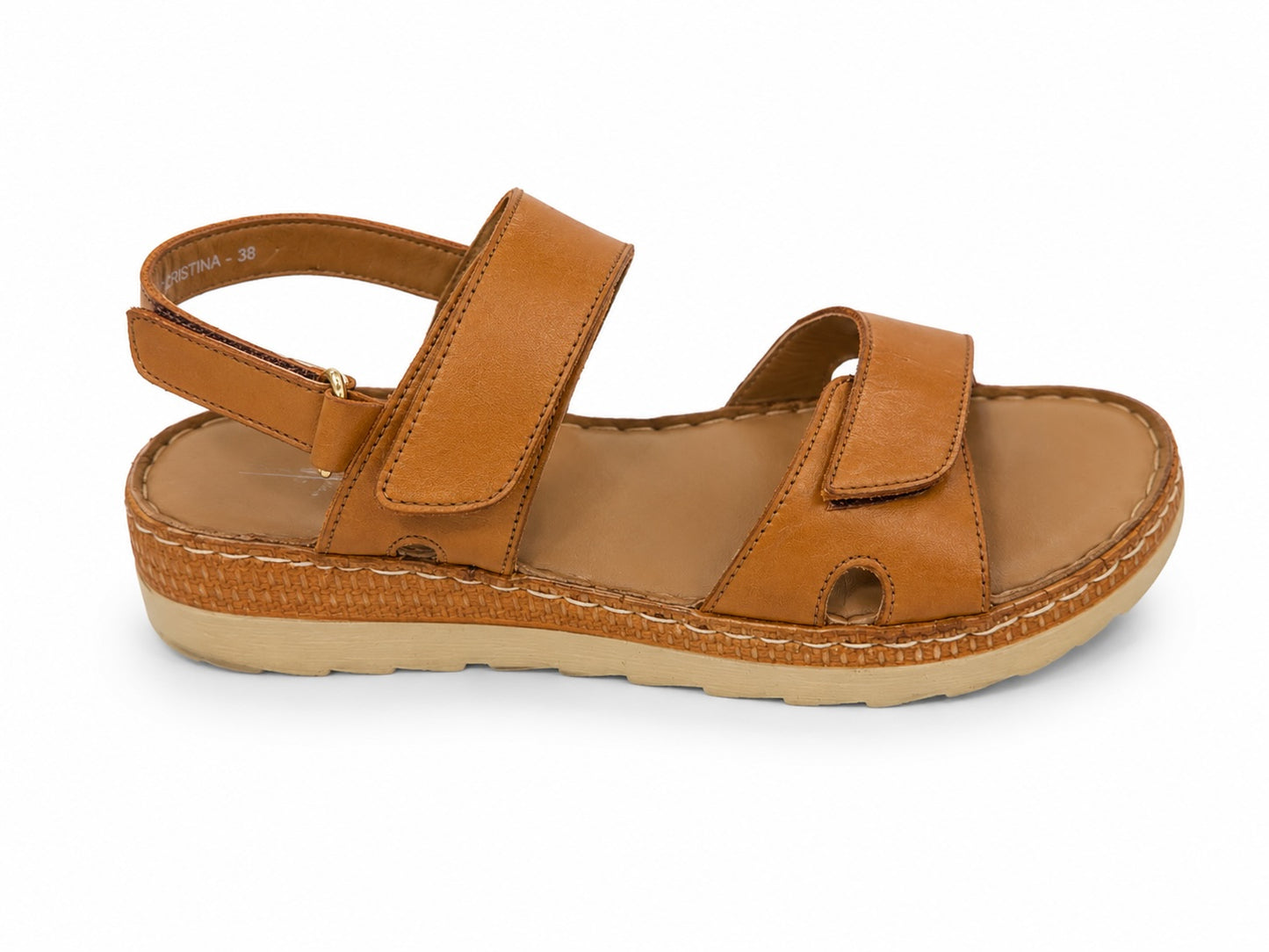 SANDALIA PIEL CAMEL 16551NA