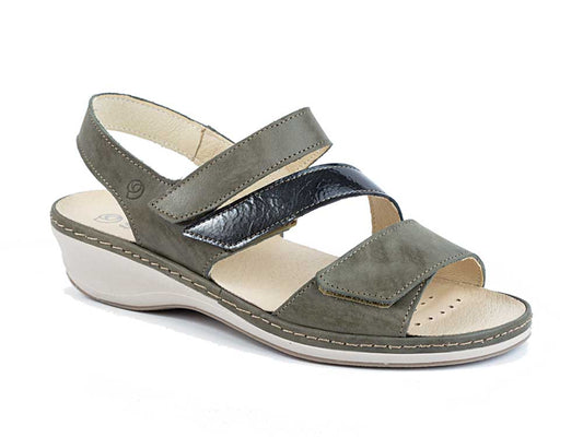 SANDALIA PIEL VELCRO KAKI 3001